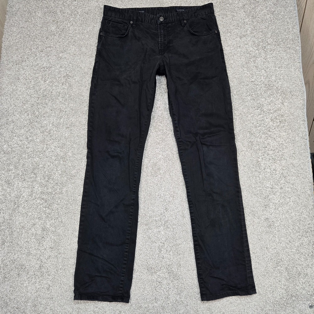 7 Diamonds Clifton‎ Slim Straight Black Pants mens 33x34 (fits 34x34) distressed